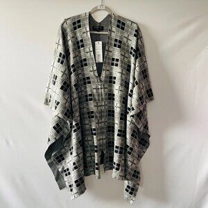 NWT Joseph A. Gray Seattle Plaid Zip Front Poncho Cardigan Sweater One Size